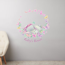 Roze bloemen Butterflies Baby's Room Wa