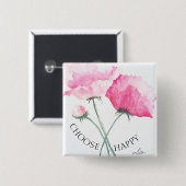 Roze bloemen Button (Voorkant /achterkant)