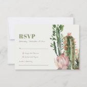 ROZE BLOEMEN CACTUS LOOF WATERVERF RSVP (Voorkant)