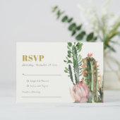 ROZE BLOEMEN CACTUS LOOF WATERVERF RSVP (Staand voorkant)