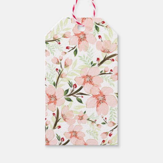 Roze bloemen cadeaulabel (Voorkant)