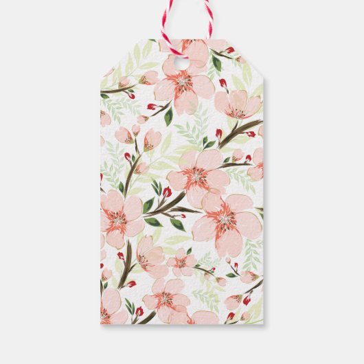 Roze bloemen cadeaulabel (Achterkant)