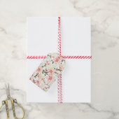 Roze bloemen cadeaulabel (Met Touw)