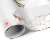 roze bloemen cadeaupapier (Rol Hoek)