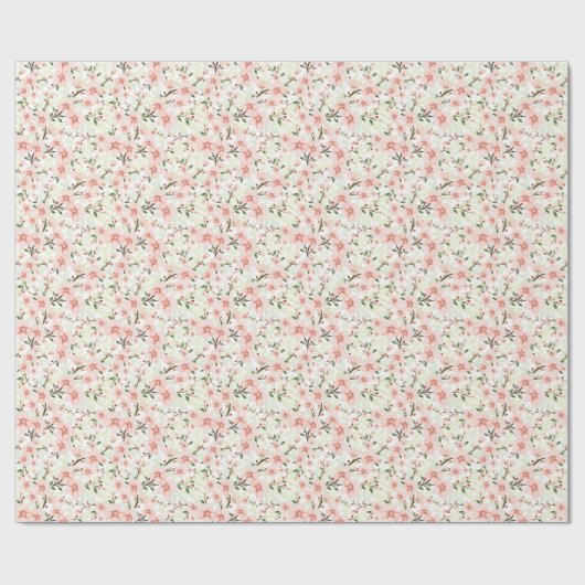 Roze bloemen cadeaupapier (Vlak)