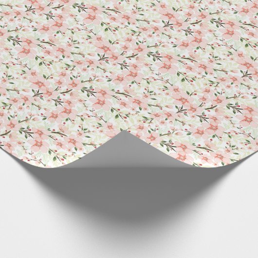 Roze bloemen cadeaupapier (Hoek)