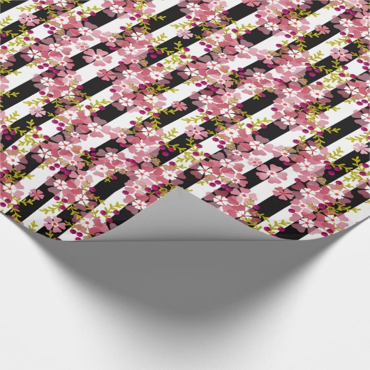 Roze bloemen cadeaupapier (Hoek)