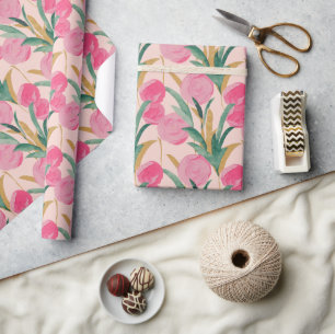 Roze bloemen cadeaupapier