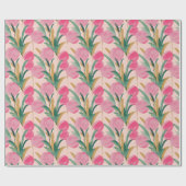 Roze bloemen cadeaupapier (Vlak)