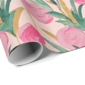 Roze bloemen cadeaupapier (Rol Hoek)