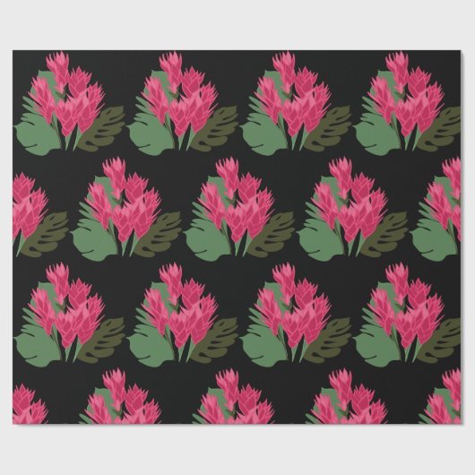 Roze bloemen cadeaupapier (Vlak)