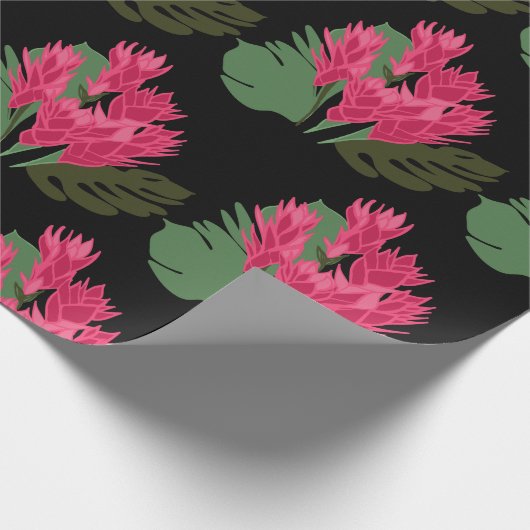 Roze bloemen cadeaupapier (Hoek)