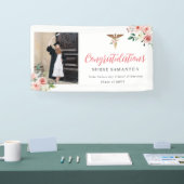 Roze Bloemen Caduseus Gefeliciteerd Verpleegkundig Spandoek (Beurs)