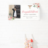 Roze Bloemen Caduseus Gefeliciteerd Verpleegkundig Spandoek (Insitu)