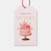 Roze Bloemen Cake Het Een Meisje Baby shower Gift Cadeaulabel (Voorkant)