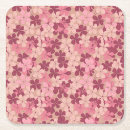 Roze Bloemen Camouflage Onderzetter Set