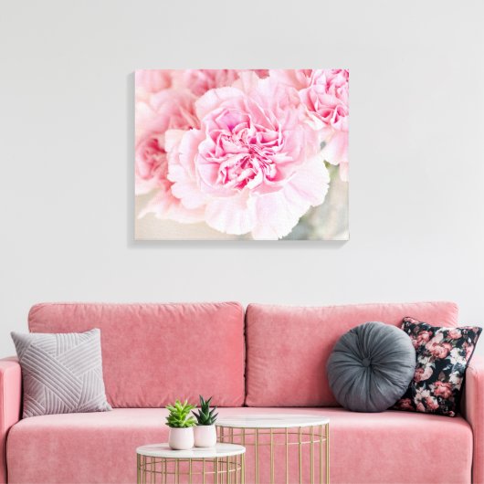 Roze bloemen canvas afdruk (Insitu (Woonkamer))