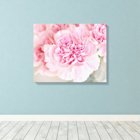 Roze bloemen canvas afdruk (Insitu (Houten vloer))