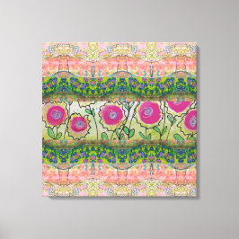 Roze Bloemen Canvas Afdruk