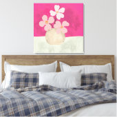 Roze bloemen canvas afdruk (Insitu (Slaapkamer))