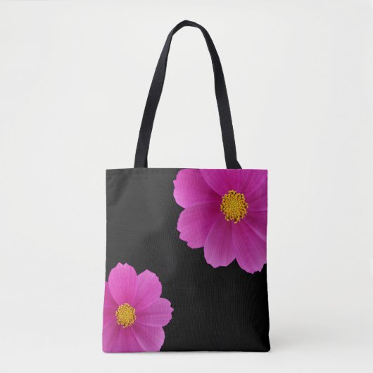 Roze bloemen Canvas tas (Voorkant)