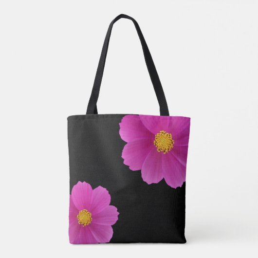 Roze bloemen Canvas tas (Achterkant)