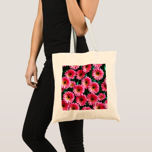 Roze bloemen Canvas tas (Voorkant (product))