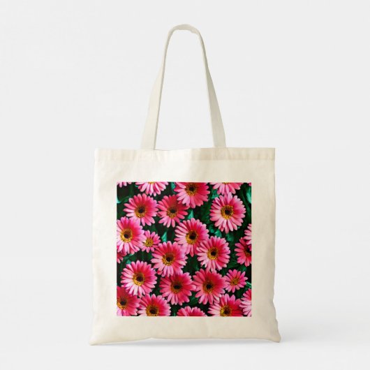 Roze bloemen Canvas tas (Achterkant)