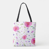 Roze Bloemen Canvas tas voor Mam – Aquarel Design (Achterkant)