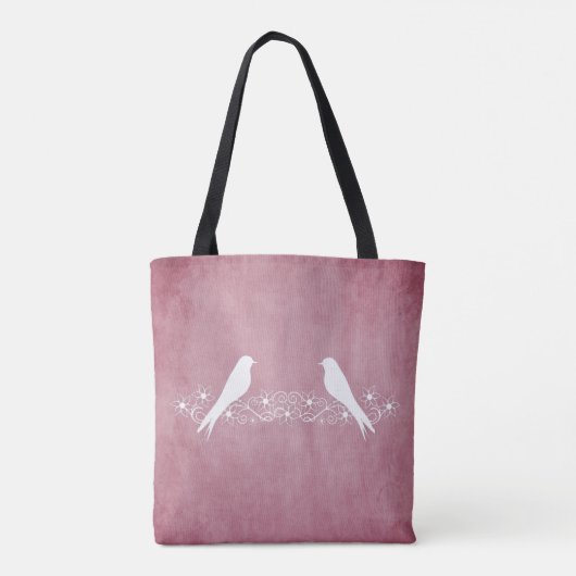 Roze bloemen Canvas tas wijnstokken (Achterkant)