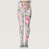 Roze Bloemen Capri Lengte Buttery Soft Leggings (Voorkant)