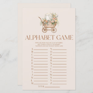 Roze Bloemen Carriage Alphabet Baby shower spel