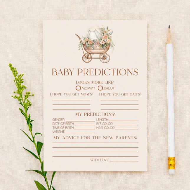 Roze Bloemen Carriage Baby shower Voorspellingen S (Creator heeft geüpload)