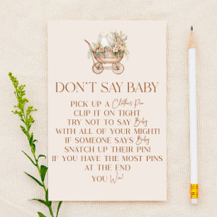 Roze Bloemen Carriage Don't Say Baby shower Game