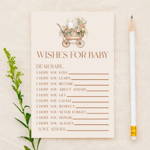 Roze Bloemen Carriage Wishes Voor Baby shower Game