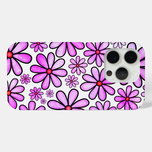 Roze bloemen Case-Mate iPhone case (Achterkant (horizontaal))