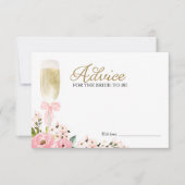 Roze Bloemen Champagne Advies voor de Bruid Kaart (Voorkant)