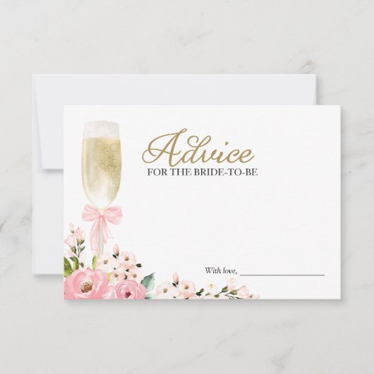 Roze Bloemen Champagne Advies voor de Bruid Kaart (Voorkant)