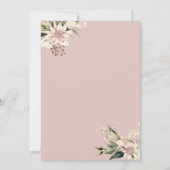 Roze Bloemen Champagne Glas Brunch & Bubbly Kaart (Achterkant)