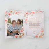 Roze Bloemen Charm & Love Bunny Foto Moederdag Kaart (Binnen)