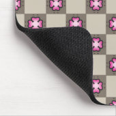 Roze Bloemen Checkerboard Patroon Muismat (Hoek)