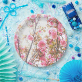 Roze bloemen Cherry Blossom Floral Patronen  Papieren Bordje (Feest)