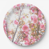 Roze bloemen Cherry Blossom Floral Patronen  Papieren Bordje (Voorkant)