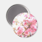 Roze bloemen Cherry Blossom Floral Pattern Sakura Magneet (Voorkant / Achterkant)