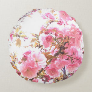 Roze bloemen Cherry Blossom Floral Pattern Sakura Rond Kussen