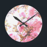 Roze bloemen Cherry Blossom Floral Pattern Sakura Ronde Klok<br><div class="desc">Ontworpen met een prachtige en  artistieke achtergrond van roze lentbloemen!</div>