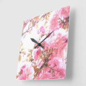 Roze bloemen Cherry Blossom Floral Pattern Sakura Vierkante Klok (Hoek)
