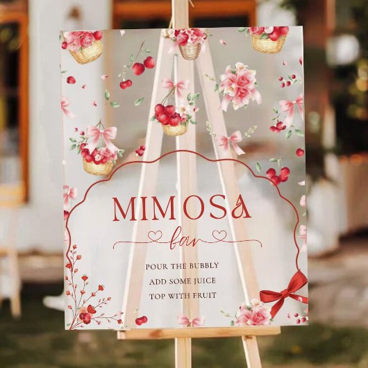 Roze Bloemen Cherry Mimosa Bar Baby shower Acryl Bord
