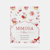 Roze Bloemen Cherry Mimosa Bar Baby shower Acryl Bord (Voorkant)