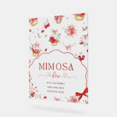 Roze Bloemen Cherry Mimosa Bar Baby shower Acryl Bord (Hoek)